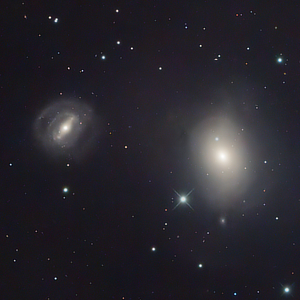 An image of Messier 85 and NGC 4394 in Coma Berenices courtesy of David Davies