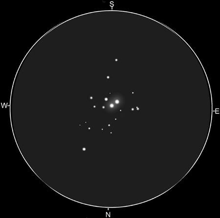 Sketch of NGC1502 and the double star STF 485 by Matt Heijen