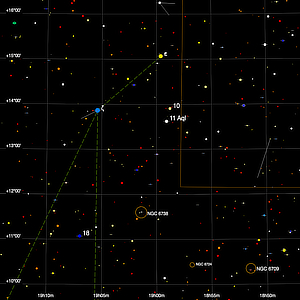 Tiny finder chart for the double star 11 Aql in Aquila