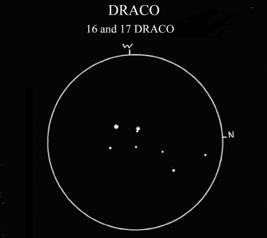 Double stars 16 and 17 Draconis sketched by Mike Wood