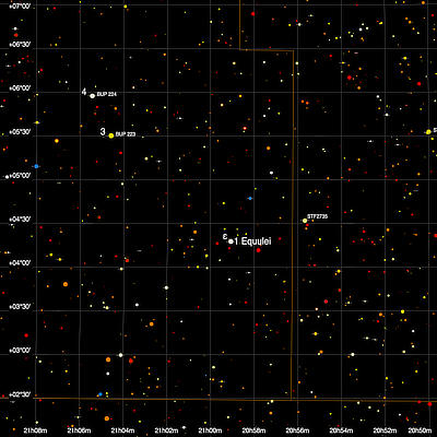 A finder chart for the double star 1 (epsilon) Equulei in Equuleus