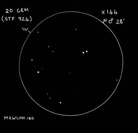 Sketch of 20 Gem made by Mike Wood from Suffolk through a Takahashi Mewlon 180