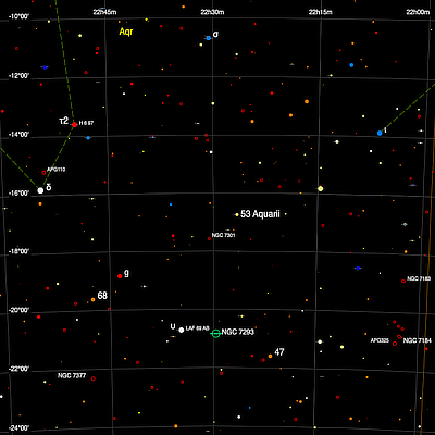 A finder chart for the double star 53 Aquarii in Aquarius