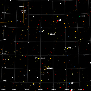 Tiny finder chart for the double star 56 Aur in Auriga
