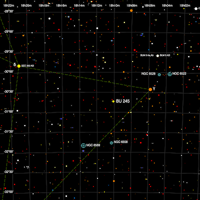 A finder chart for the double star BU 245 in Sagittarius