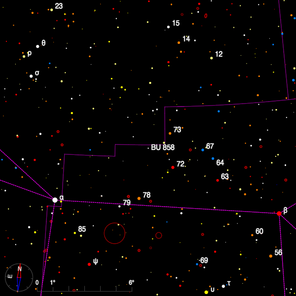 Image of a finder chart for the double star BU 858 in Pegasus Image of a finder chart for the double star BU 858 in Pegasus