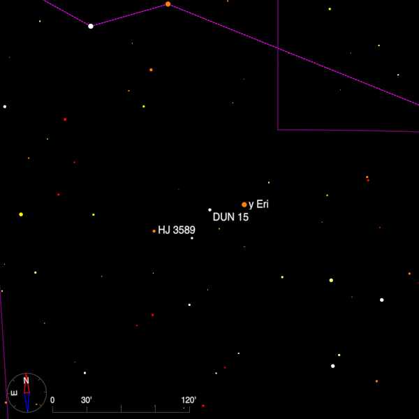 Image of a finder chart for the double star DUN 15 in Eridanus