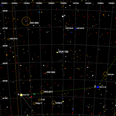 Finder chart for the double star DUN 159 in Centaurus