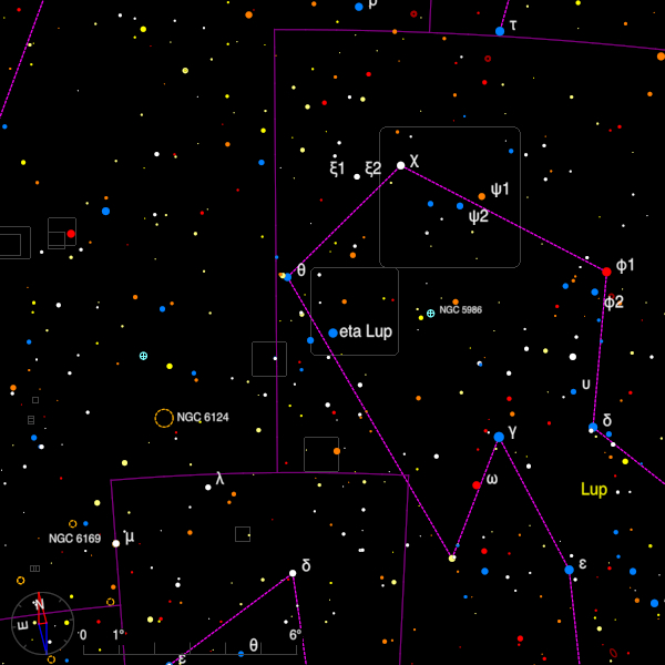 Image of a finder chart for the double star eta Lupi in Lupus Image of a finder chart for the double star eta Lupi in Lupus