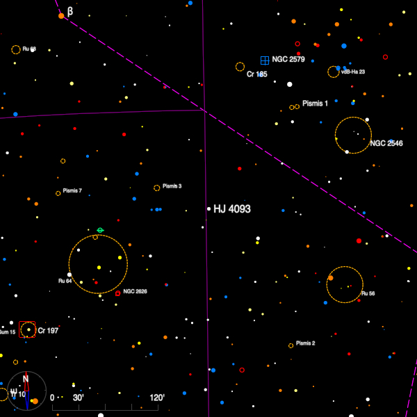 Image of a finder chart for the double star HJ 4093 in Puppis