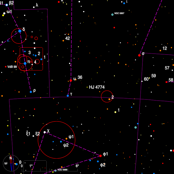 Finder chart for the double star HJ 4774 in Libra