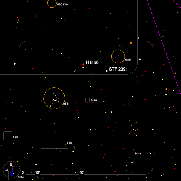 Image of a finder chart for the double star H 6 50 in Scutum Image of a finder chart for the double star H 6 50 in Scutum