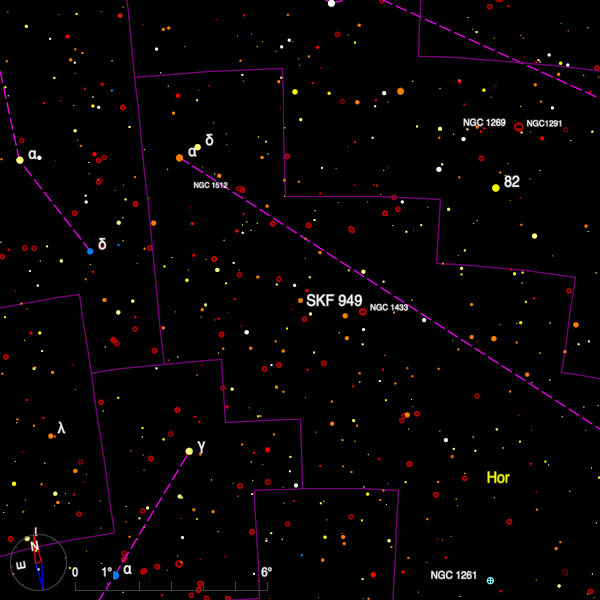 Image of a finder chart for the double star SKF 949 in Horologium