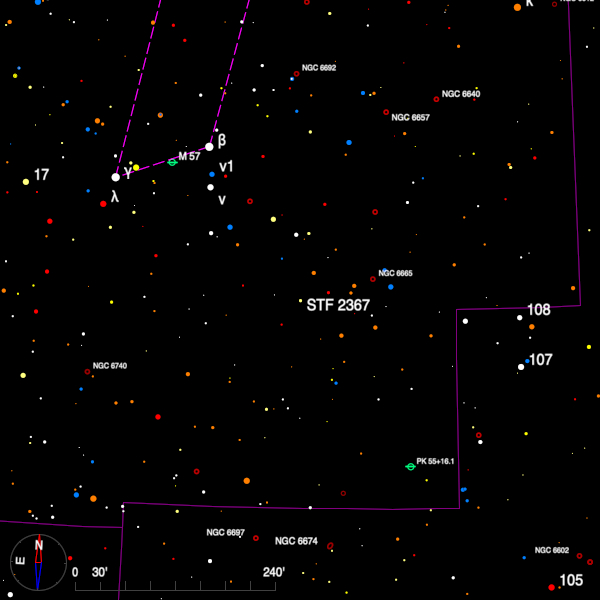 Image of a finder chart for the double star STF 2367 in Lyra