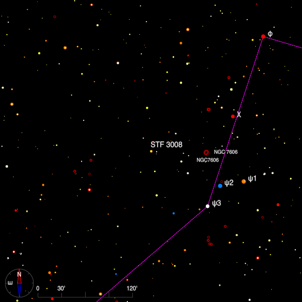 Image of a finder chart for the double star STF 3008 in Aquarius Image of a finder chart for the double star STF 3008 in Aquarius