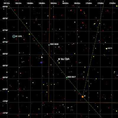 A finder chart for the double star tau Oph in Ophiuchus