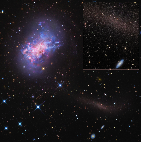 NGC4449 - image copyright R Jay Gabany; inset by: R. J. Gabany (Blackbird Observatories), Aaron Romanowsky and Jacob Arnold (UCSC) in collaboration with D. Martínez-Delgado (MPIA); National Astronomical Observatory of Japan (NAOJ)