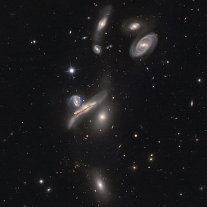 Galaxy cluster Copeland's Septet (Hickson Compact Group 57) in Leo courtesy of Josef Pöpsel, Stefan Binnewies, Frank Sackenheim and Rainer Raupach (Capella Observatory).