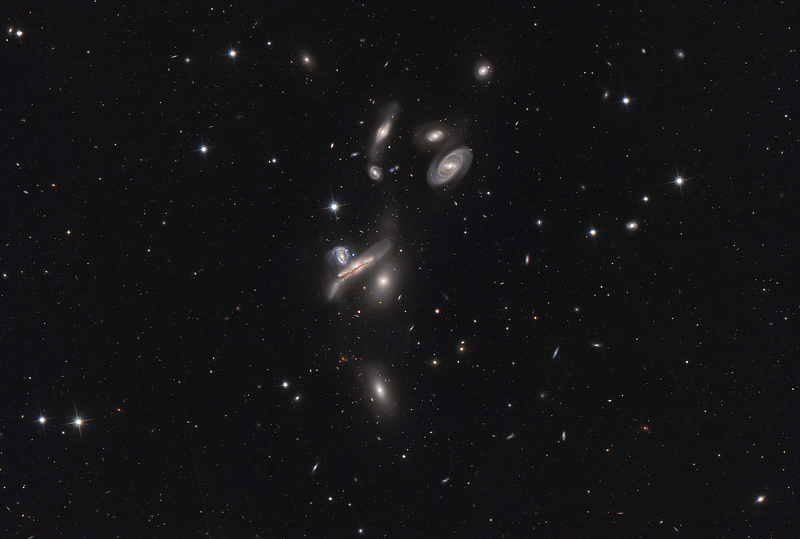 Galaxy group Copeland's Septet (Hickson Compact Group 57) in Leo courtesy of Josef Pöpsel, Stefan Binnewies, Frank Sackenheim and Rainer Raupach (Capella Observatory)