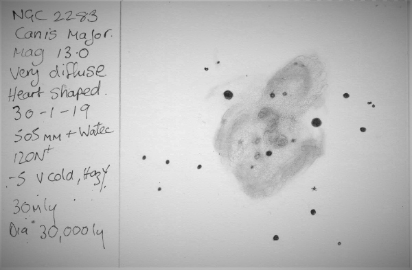An EAA pencil sketch of NGC 2283 by Dale Holt