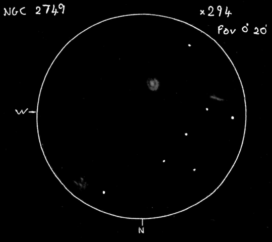 Sketch of NGC2749 made by Mike Wood from Suffolk