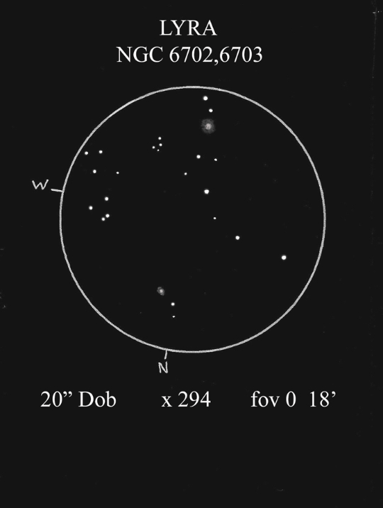 NGC 6702 Galaxy group sketched by Mike Wood