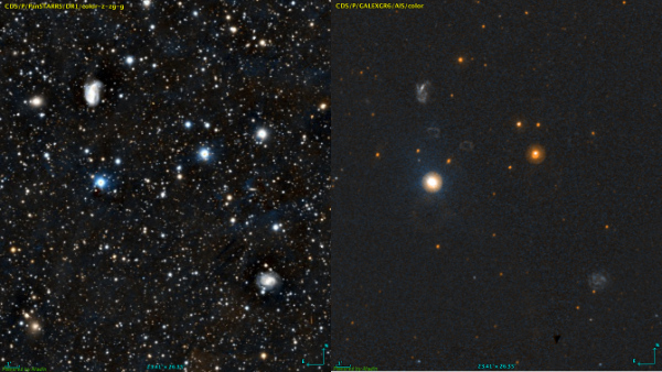 NGC 5471 in crosshairs near M101 - Image Courtesy Pan-STARRS1 Surveys and GALEX