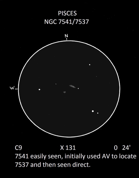 NGC 7541 and NGC 7537 sketched by Mike Wood