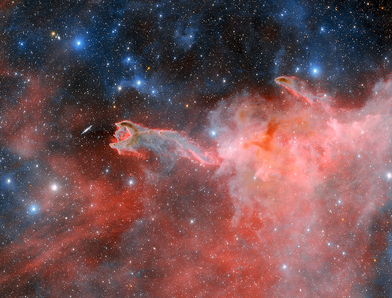 A colourful and detailed optical image of region around the Cometary Globule CG 4 in Puppis courtesy of CTIO/NOIRLab/DOE/NSF/AURA with image processing by T.A. Rector (University of Alaska Anchorage/NSF NOIRLab), D. de Martin & M. Zamani (NSF NOIRLab).