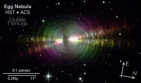 CRL 2688 (Egg Nebula) in Cygnus - Credit NASA and The Hubble Heritage Team (STScI/AURA); Acknowledgment: W. Sparks (STScI) and R. Sahai (JPL) CRL 2688 (Egg Nebula) in Cygnus - Credit NASA and The Hubble Heritage Team (STScI/AURA); Acknowledgment: W. Sparks (STScI) and R. Sahai (JPL)