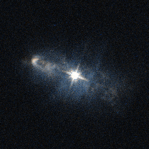 A colour composite image of planetary nebula IC 2149 in Auriga captured by the Hubble Space Telescope with its WFPC2 instrument courtesy of the Hubble Legacy Archive