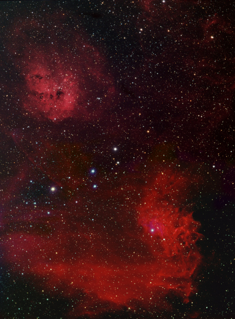 IC405 and IC410 in Auriga - Image Courtesy of David Davies