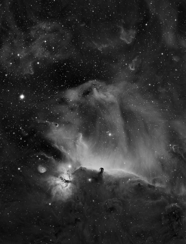 The Horsehead and Flame nebula in Hydrogen Alpha - Image Courtesy of Sara Wager