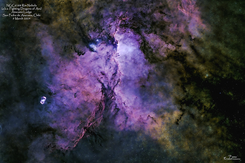 An image of the emission nebula NGC6188 (Rim Nebula) in Ara courtesy of Suzanne Beers An image of the emission nebula NGC6188 (Rim Nebula) in Ara courtesy of Suzanne Beers