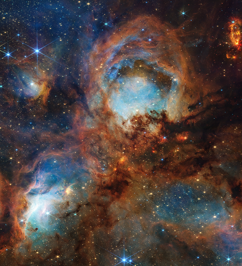 A near-infrared image of the Cat’s Paw Nebula (NGC 6334) in Scorpius captured with the James Webb Space Telescope’s NICCam courtesy of NASA, ESA, CSA, STScI.