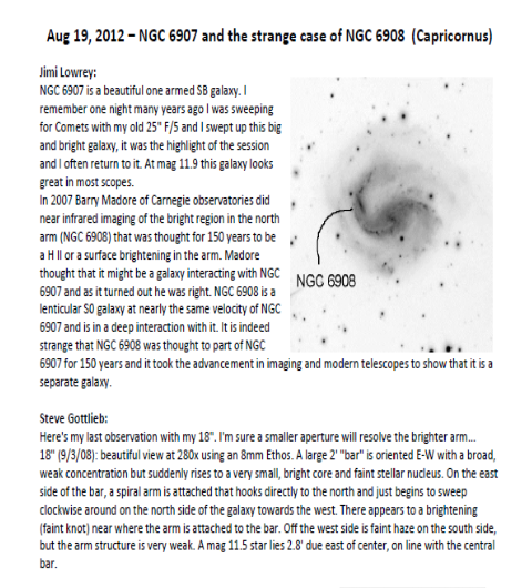 Sample content from Deep Sky Forum Objects of the week 2012